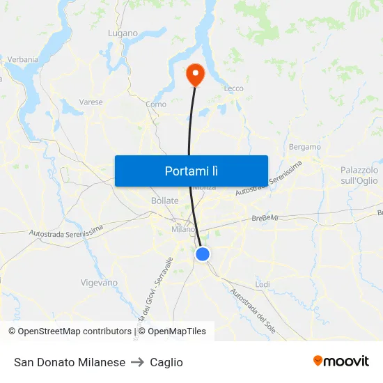 San Donato Milanese to Caglio map