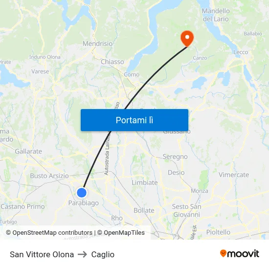 San Vittore Olona to Caglio map