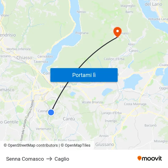 Senna Comasco to Caglio map