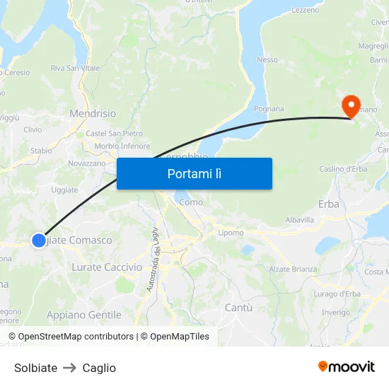 Solbiate to Caglio map
