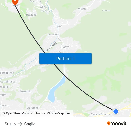 Suello to Caglio map