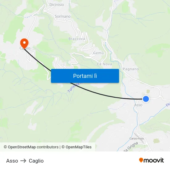 Asso to Caglio map
