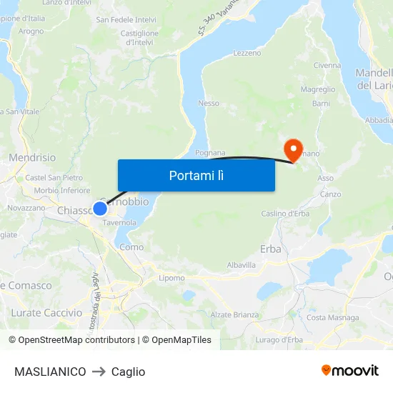 MASLIANICO to Caglio map