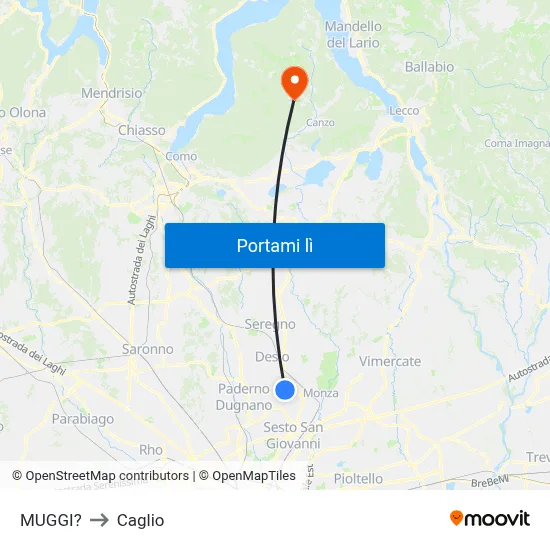 MUGGI? to Caglio map