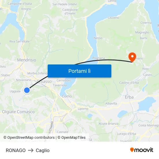 RONAGO to Caglio map