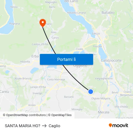SANTA MARIA HO? to Caglio map