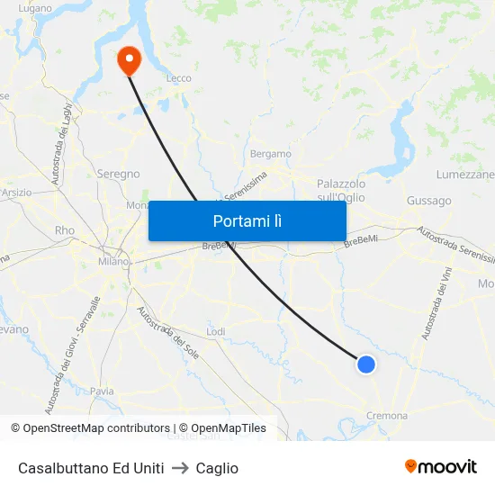 Casalbuttano Ed Uniti to Caglio map