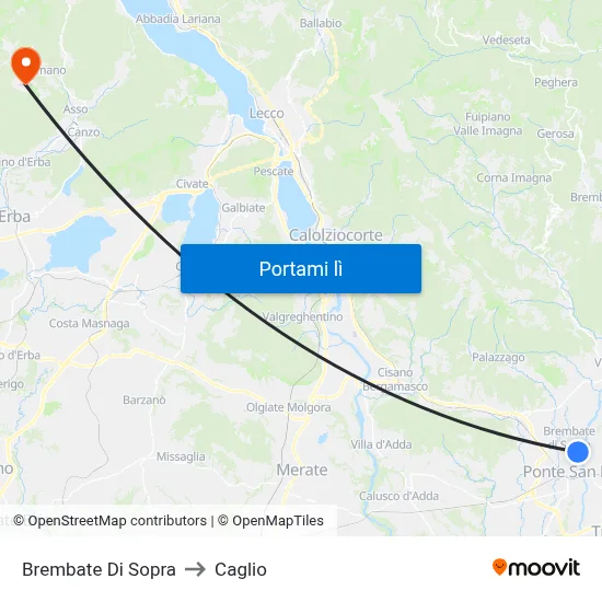 Brembate Di Sopra to Caglio map