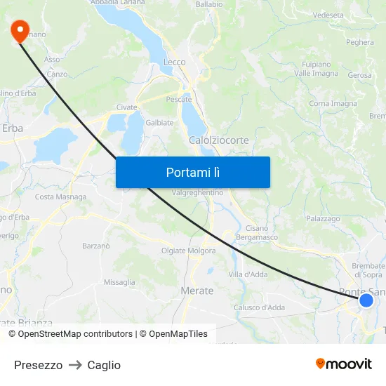 Presezzo to Caglio map
