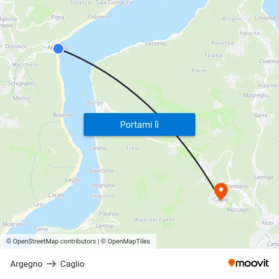 Argegno to Caglio map