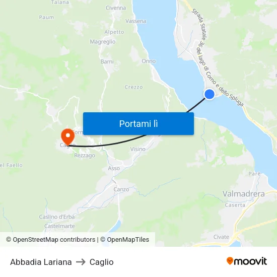 Abbadia Lariana to Caglio map