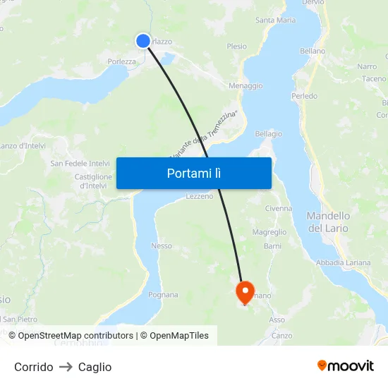 Corrido to Caglio map