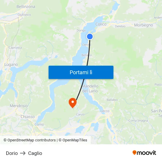 Dorio to Caglio map
