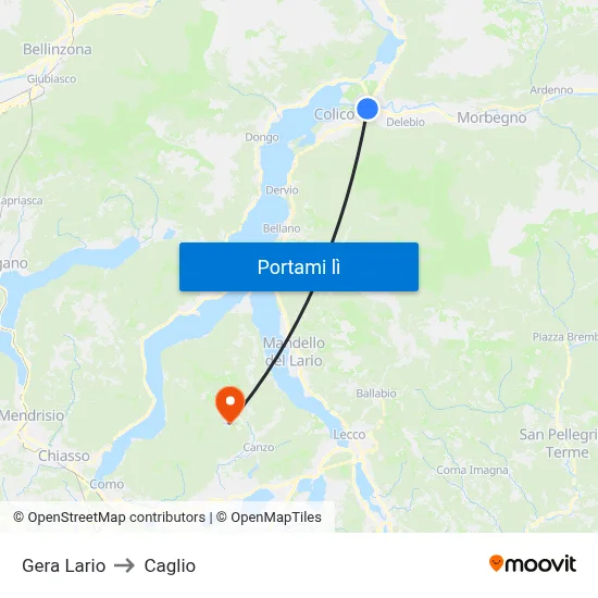 Gera Lario to Caglio map