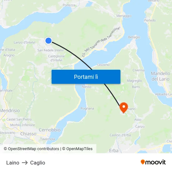 Laino to Caglio map