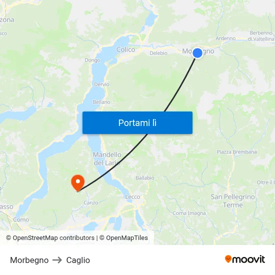 Morbegno to Caglio map