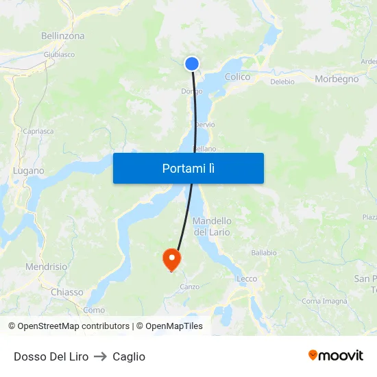 Dosso Del Liro to Caglio map