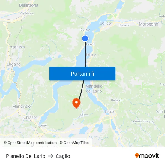 Pianello Del Lario to Caglio map