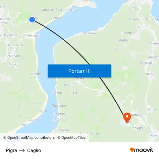 Pigra to Caglio map