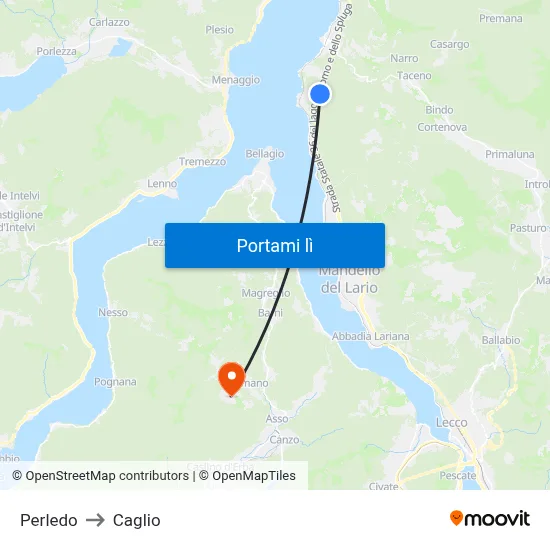 Perledo to Caglio map