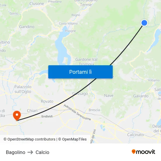 Bagolino to Calcio map