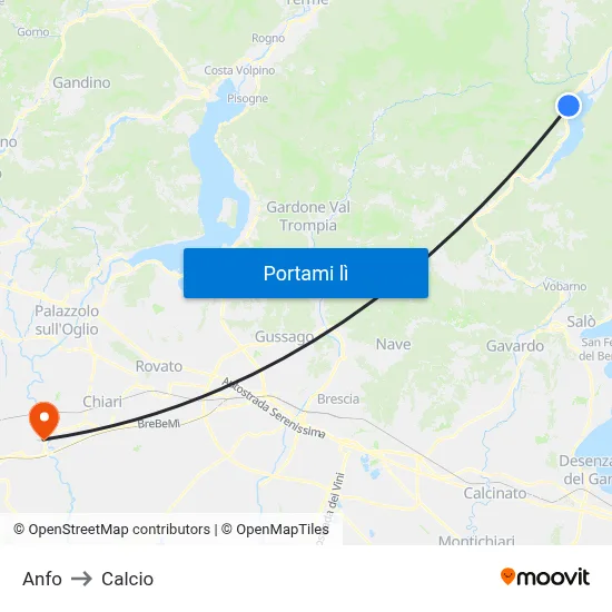 Anfo to Calcio map