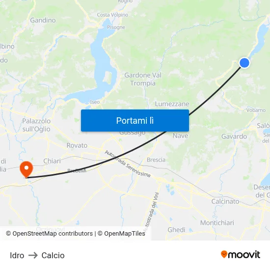 Idro to Calcio map