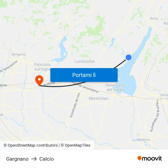 Gargnano to Calcio map