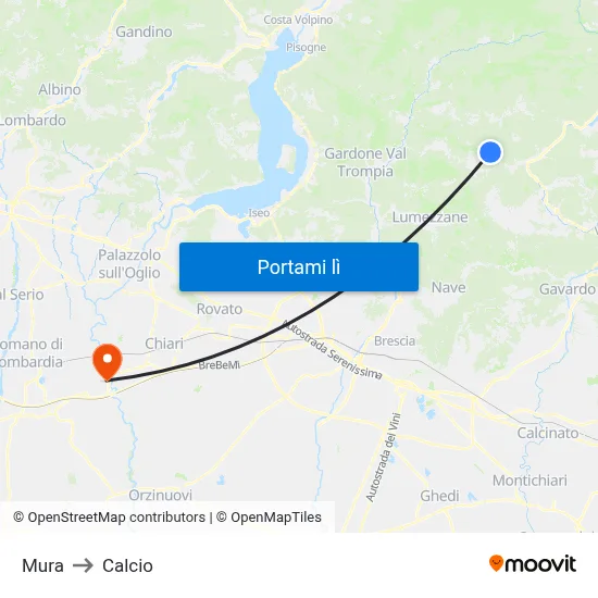 Mura to Calcio map