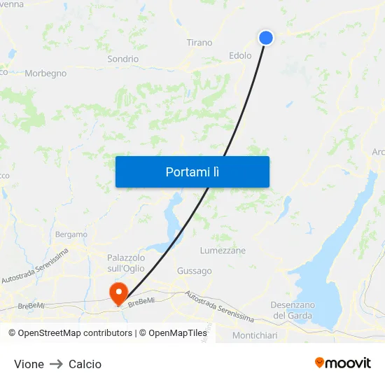 Vione to Calcio map