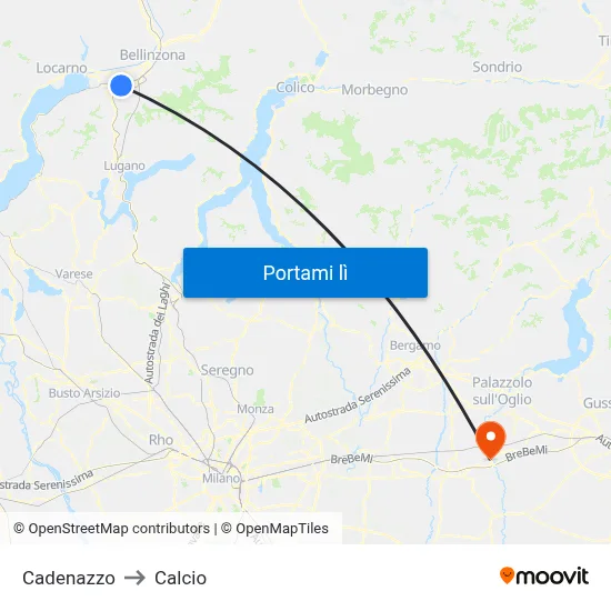 Cadenazzo to Calcio map