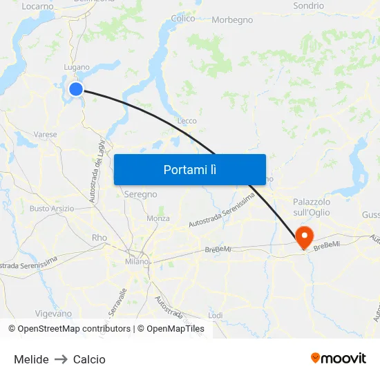 Melide to Calcio map