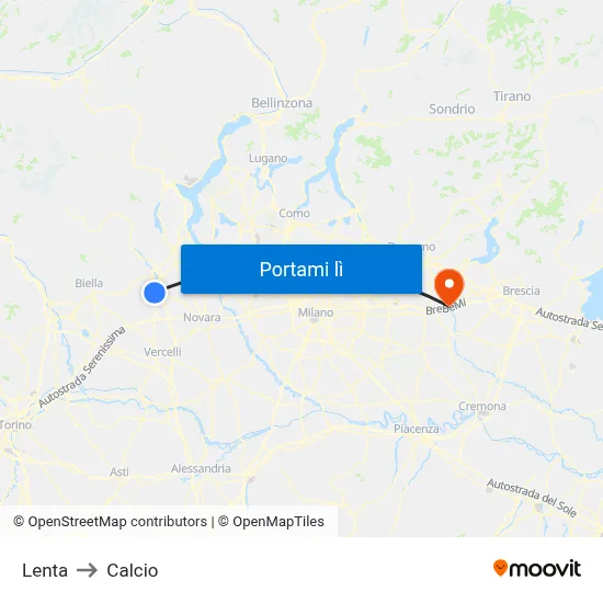 Lenta to Calcio map