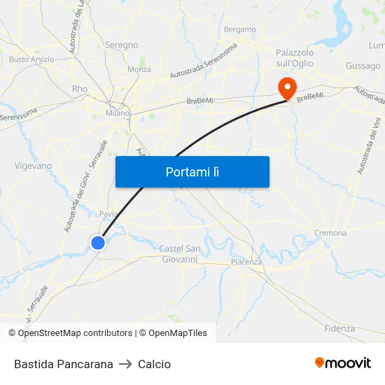 Bastida Pancarana to Calcio map