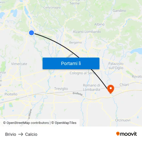 Brivio to Calcio map