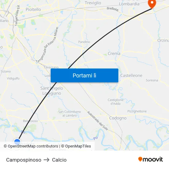 Campospinoso to Calcio map