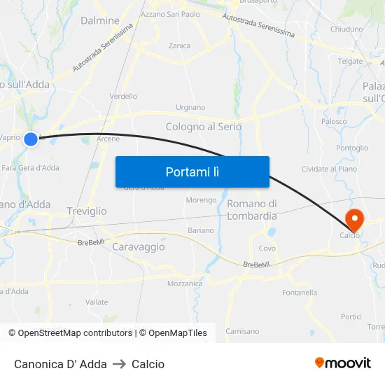Canonica D' Adda to Calcio map
