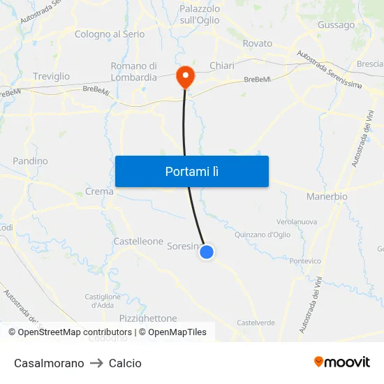 Casalmorano to Calcio map