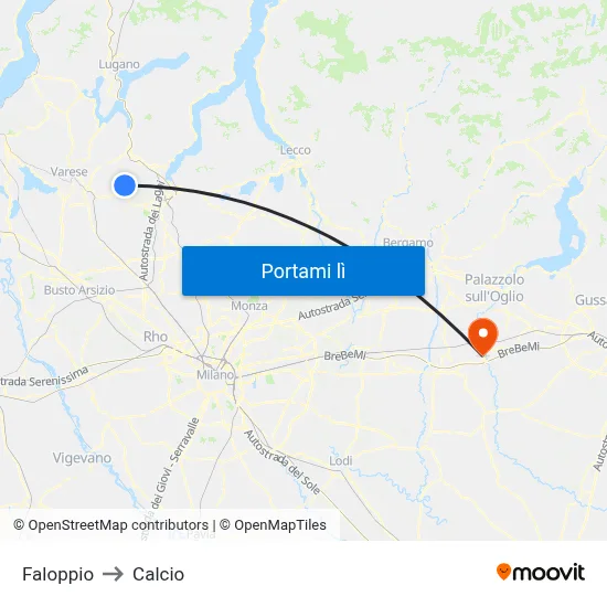 Faloppio to Calcio map