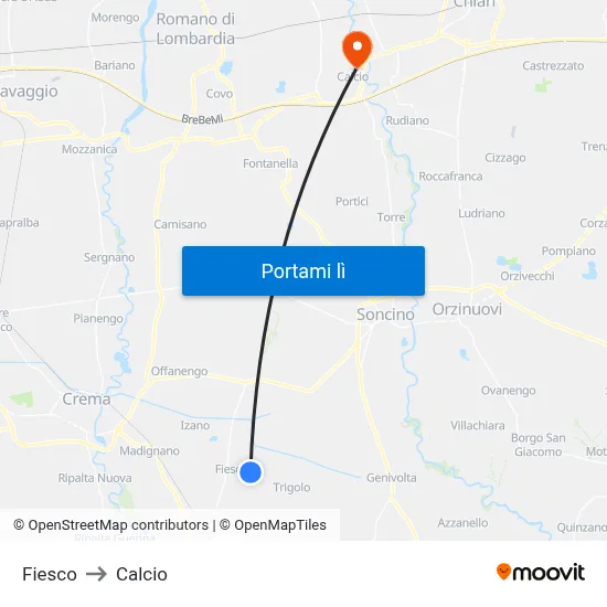 Fiesco to Calcio map