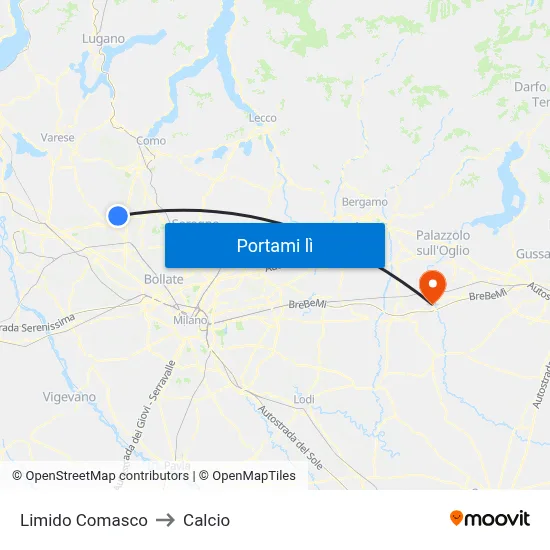 Limido Comasco to Calcio map