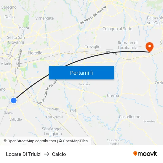 Locate Di Triulzi to Calcio map