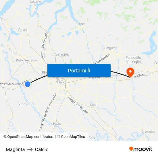 Magenta to Calcio map