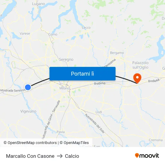 Marcallo Con Casone to Calcio map