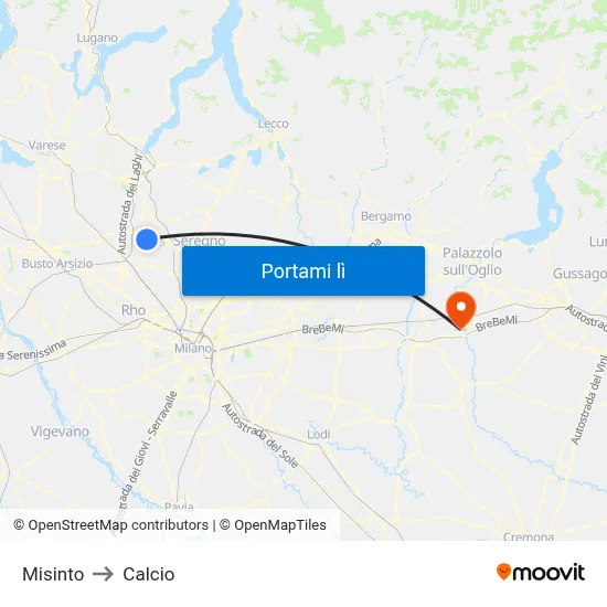 Misinto to Calcio map