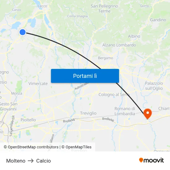 Molteno to Calcio map