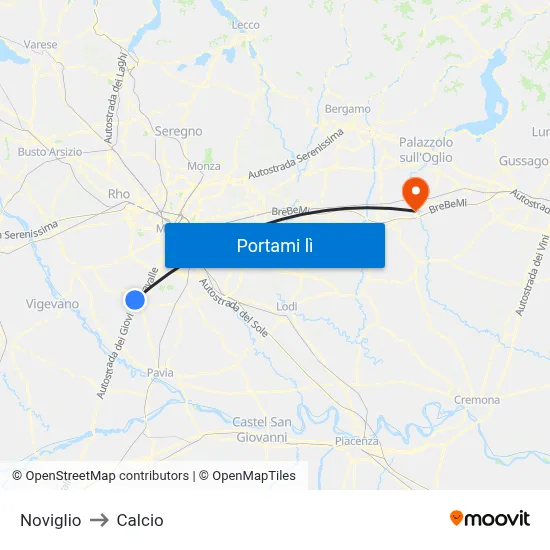 Noviglio to Calcio map