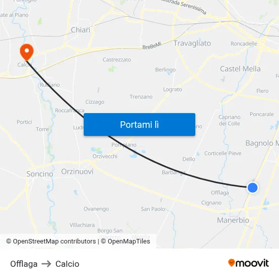 Offlaga to Calcio map