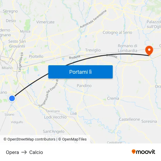 Opera to Calcio map