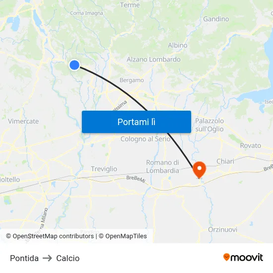 Pontida to Calcio map